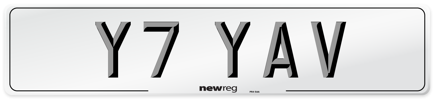Y7 YAV Number Plate from New Reg